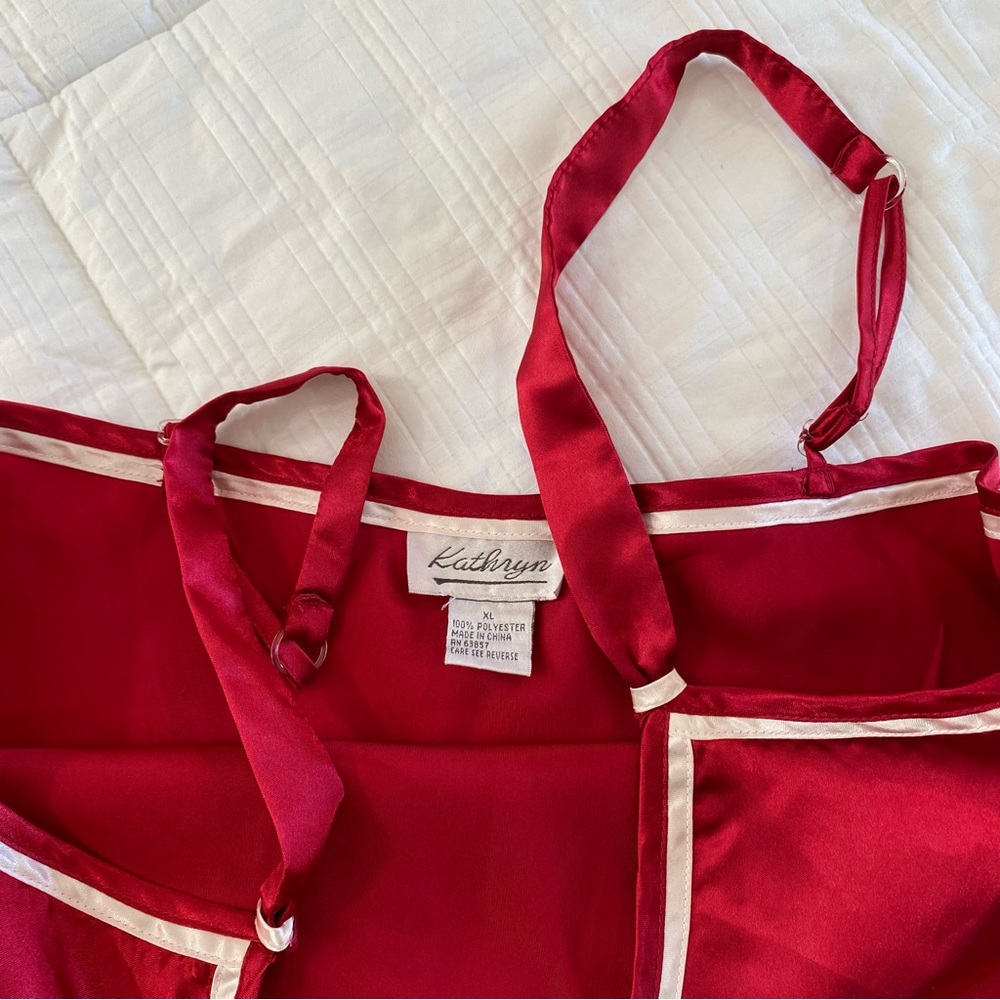 Vintage 80s Red Slip Dress Nightgown Size XL EXCELLENT CONDITION - Picture 3 of 7
